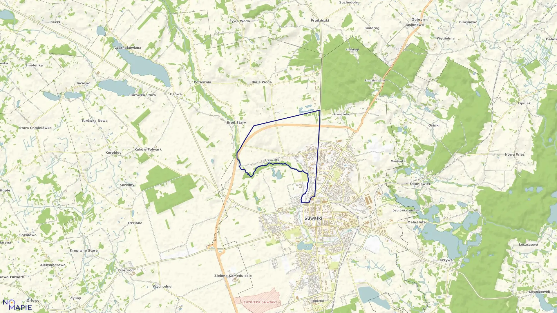 Mapa obrębu OBRĘB NR 2 w gminie Suwałki